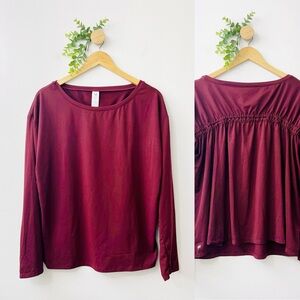 Fabletics Maroon Cashel Cinched Long Sleeve Workout Tank